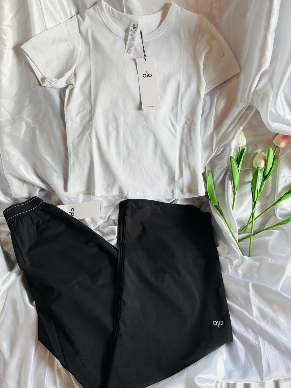 ALO Yoga Black Track Pants with Subtle Logo